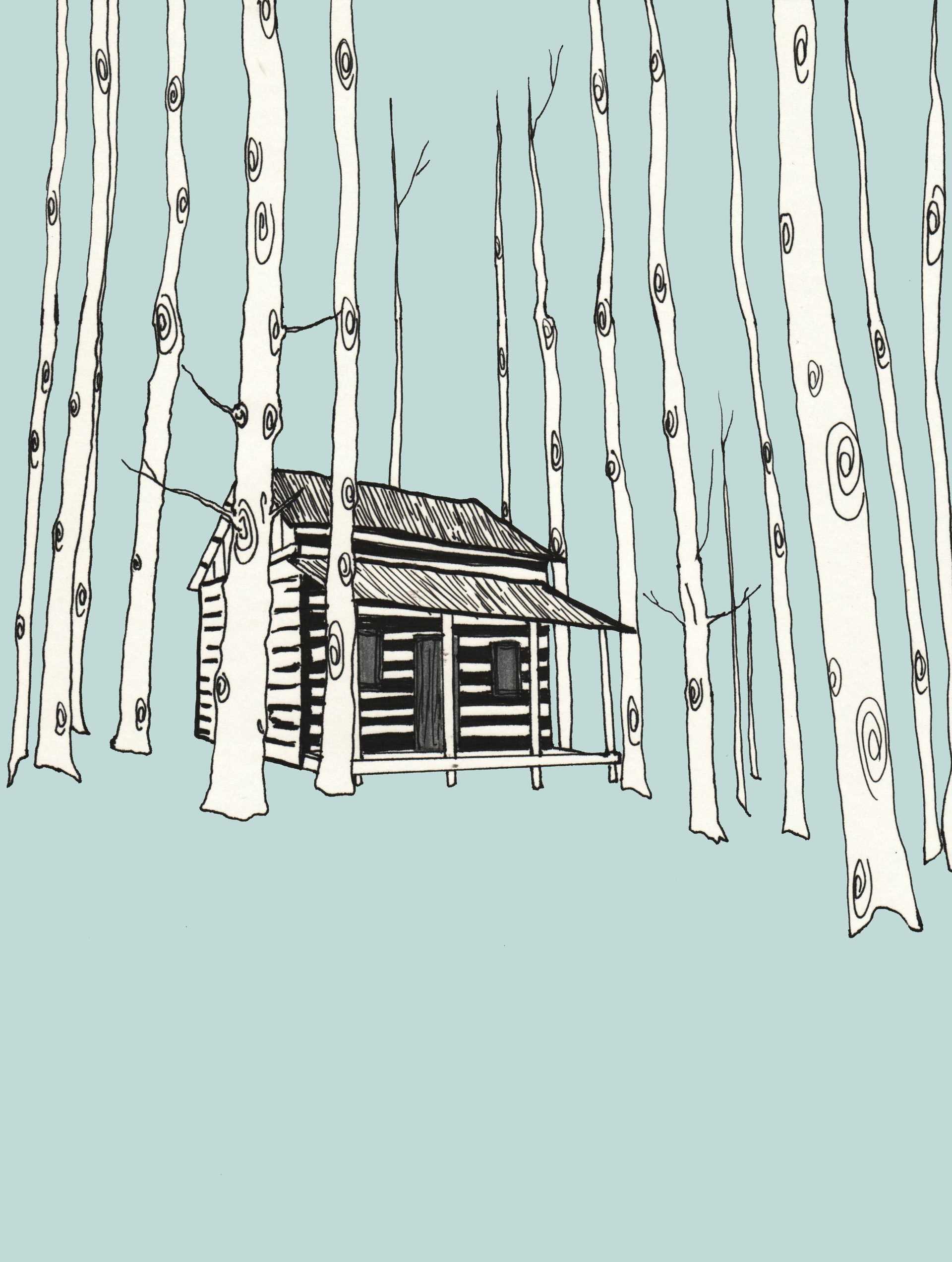 Happy Cabin in the Woods Print